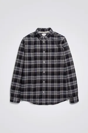 Anton Brushed Flannel Check - Medium Grey