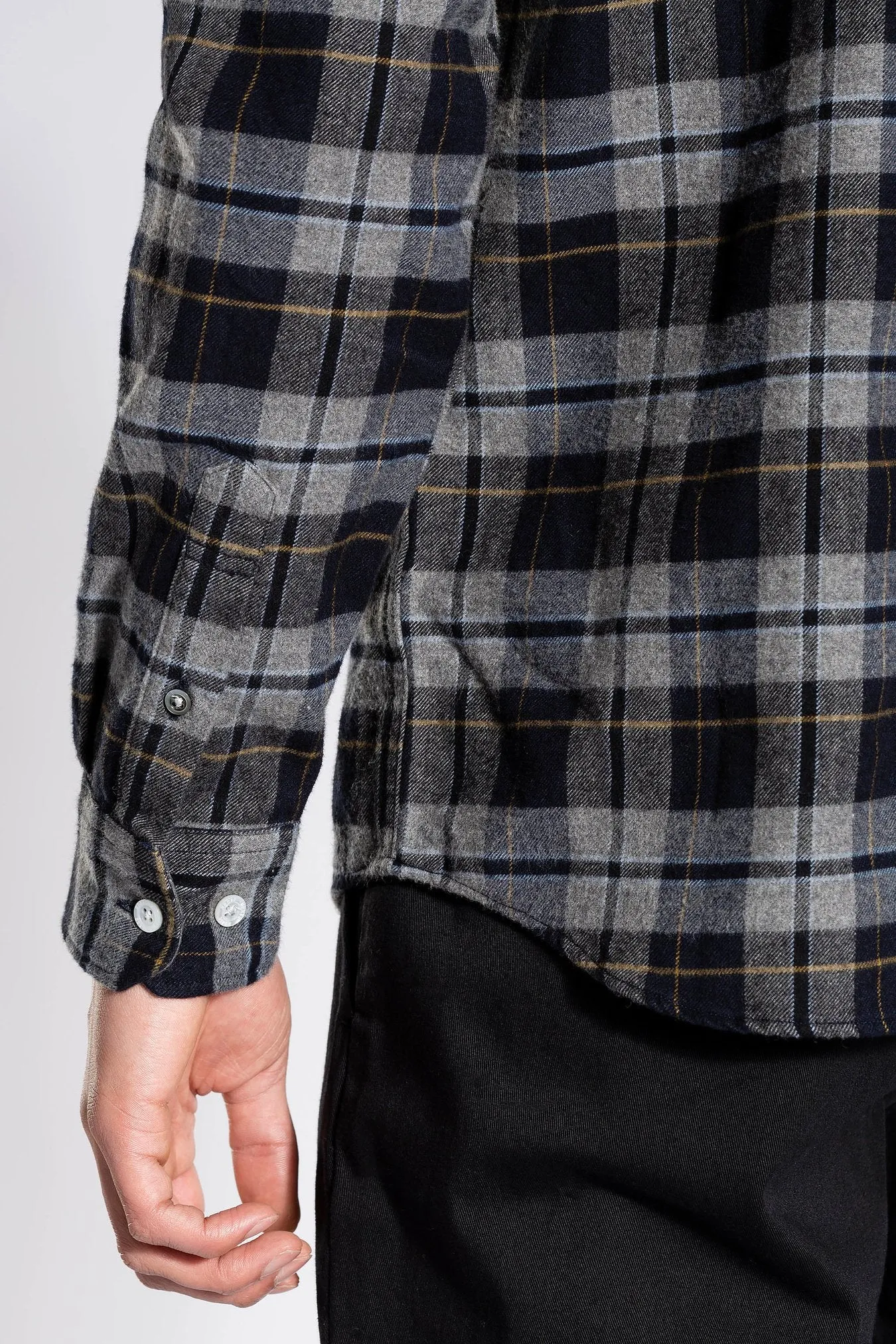 Anton Brushed Flannel Check - Medium Grey