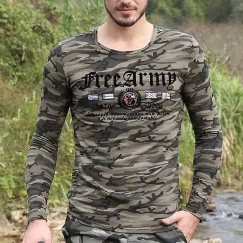 Army Academy Printed Slim Cotton Long Sleeve Shirt