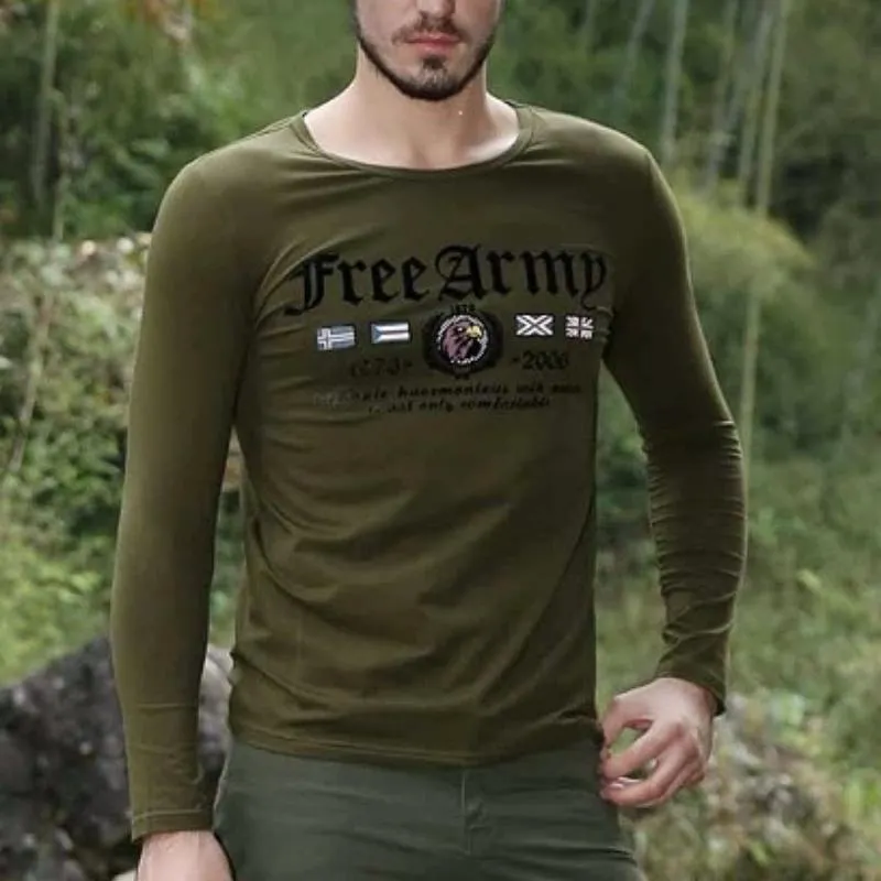 Army Academy Printed Slim Cotton Long Sleeve Shirt