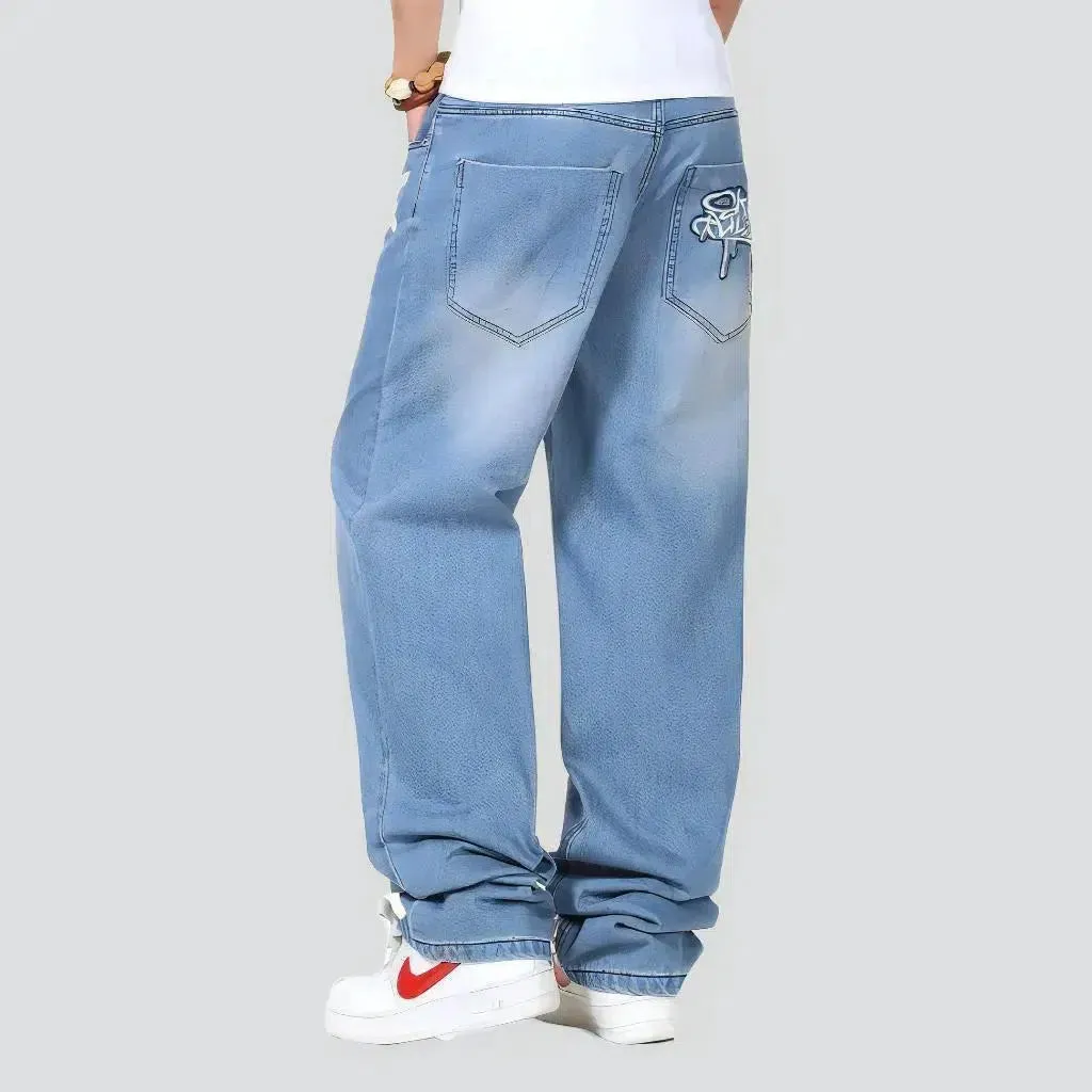 Baggy men's inscribed jeans