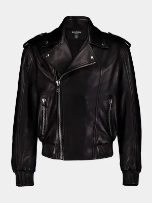 Black Leather Bomber Jacket