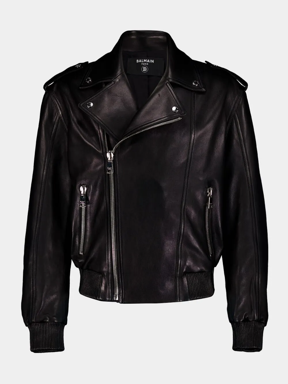 Black Leather Bomber Jacket