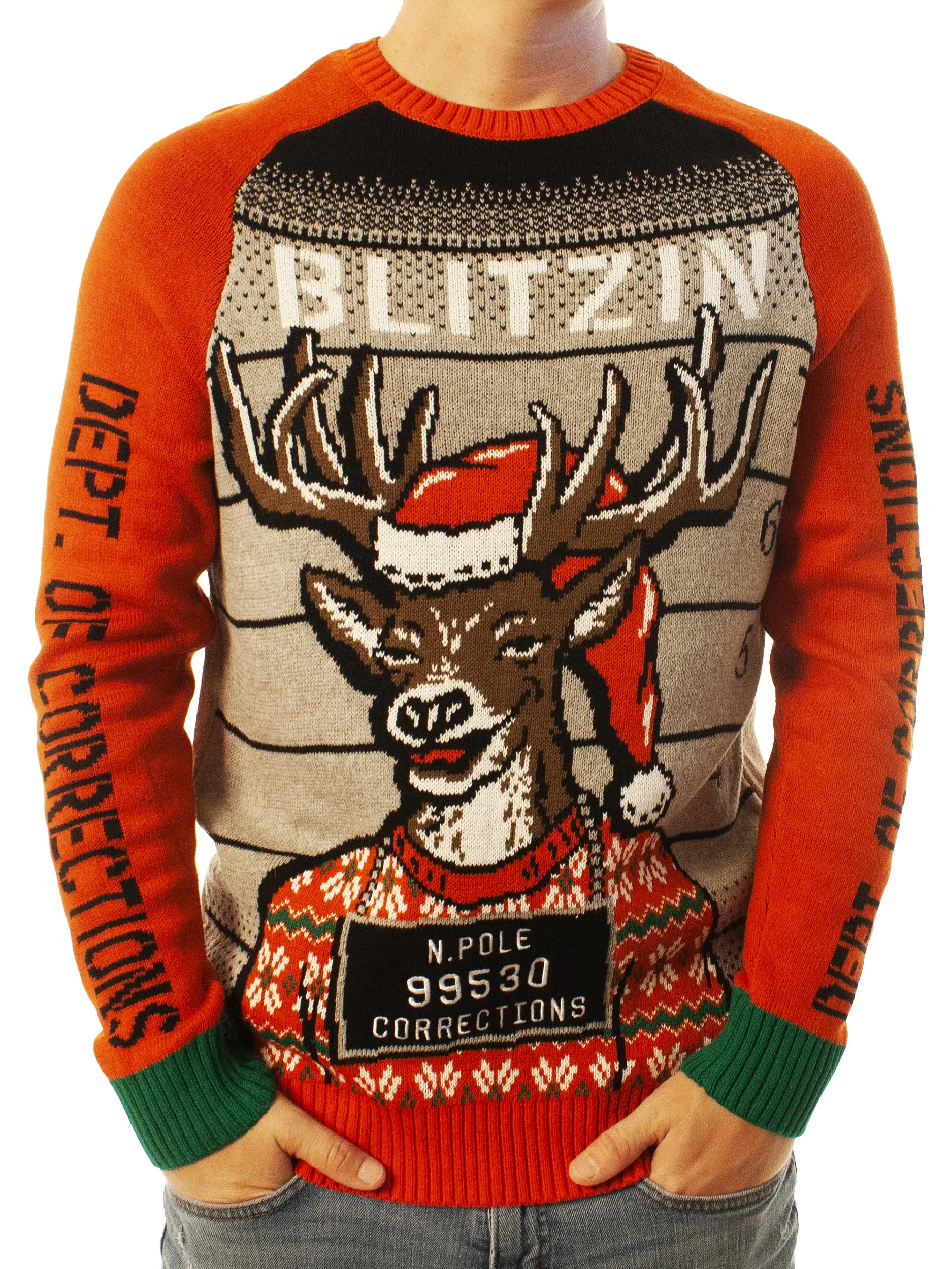 Blitzin Arrested | Ugly Christmas Sweater For Men & Women | Unisex Sizing