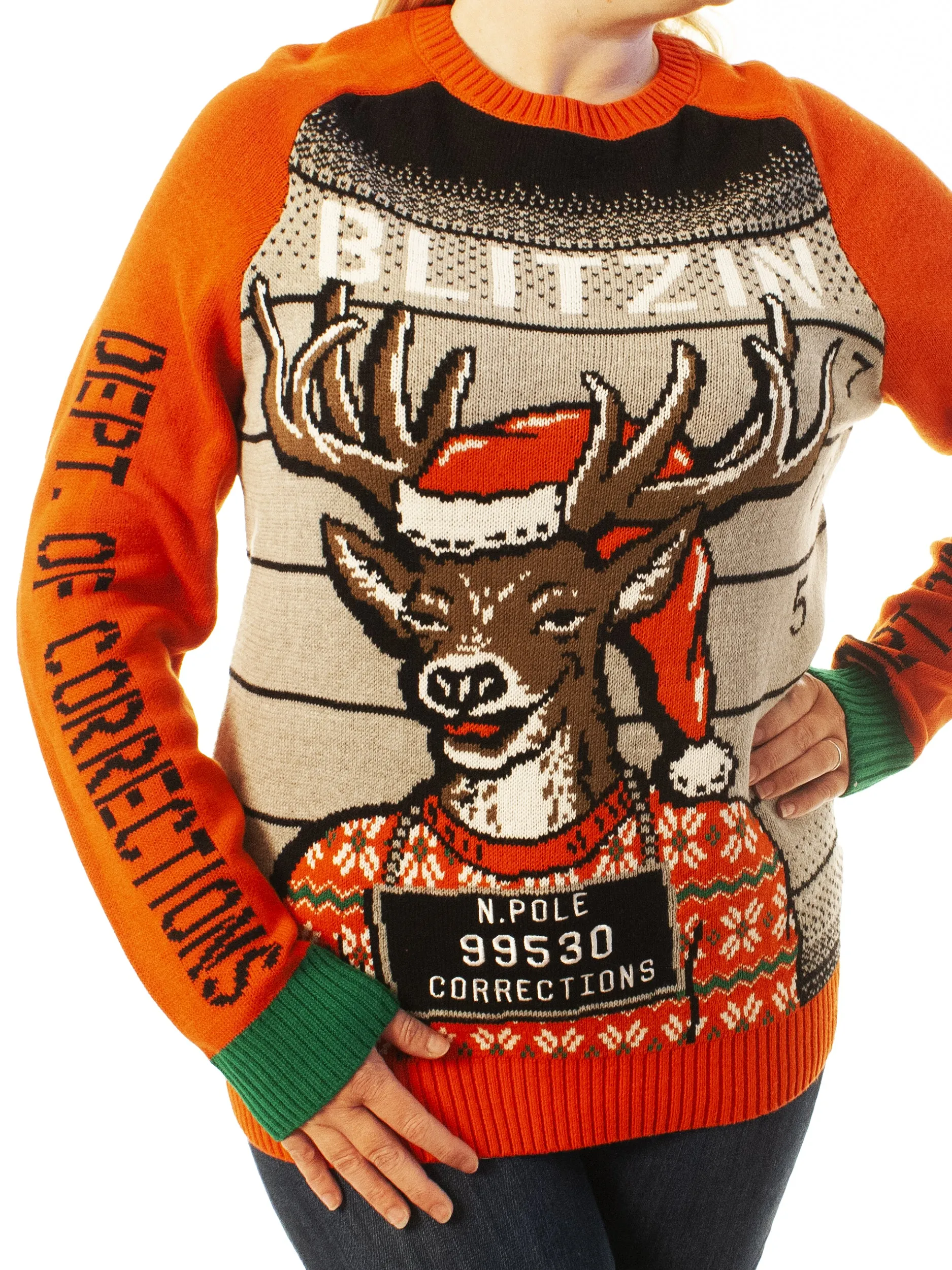 Blitzin Arrested | Ugly Christmas Sweater For Men & Women | Unisex Sizing