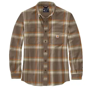 Carhartt 105945 Men's Rugged Flex Relaxed Fit Midweight Flannel Long-S - 3X-Large Regular - Chestnut