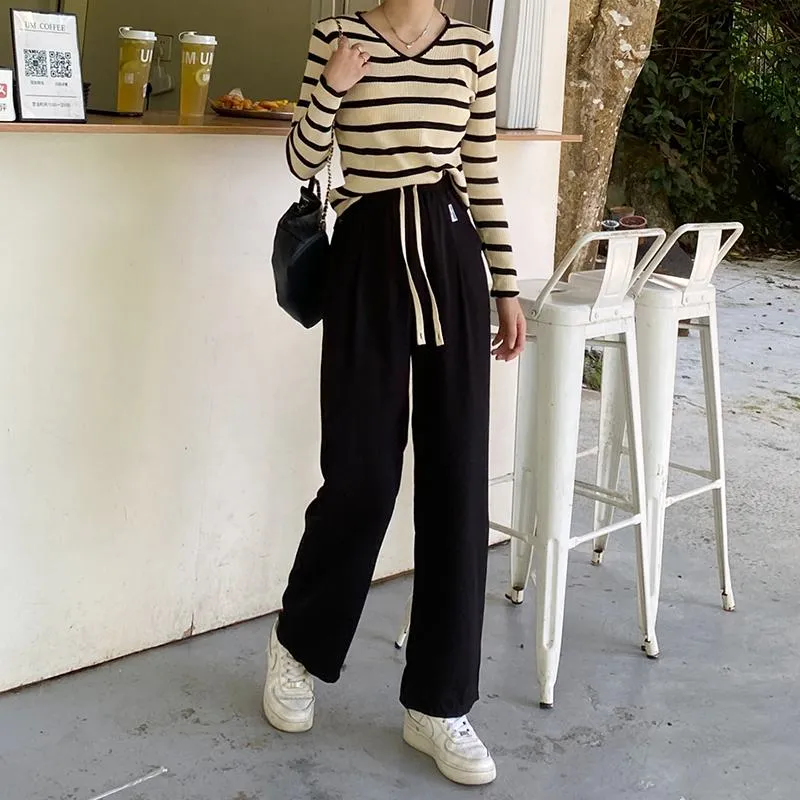 Casual Straight Loose Fit High-Waisted Pants