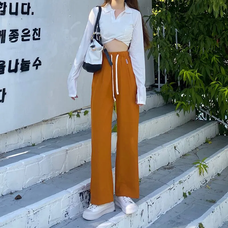 Casual Straight Loose Fit High-Waisted Pants