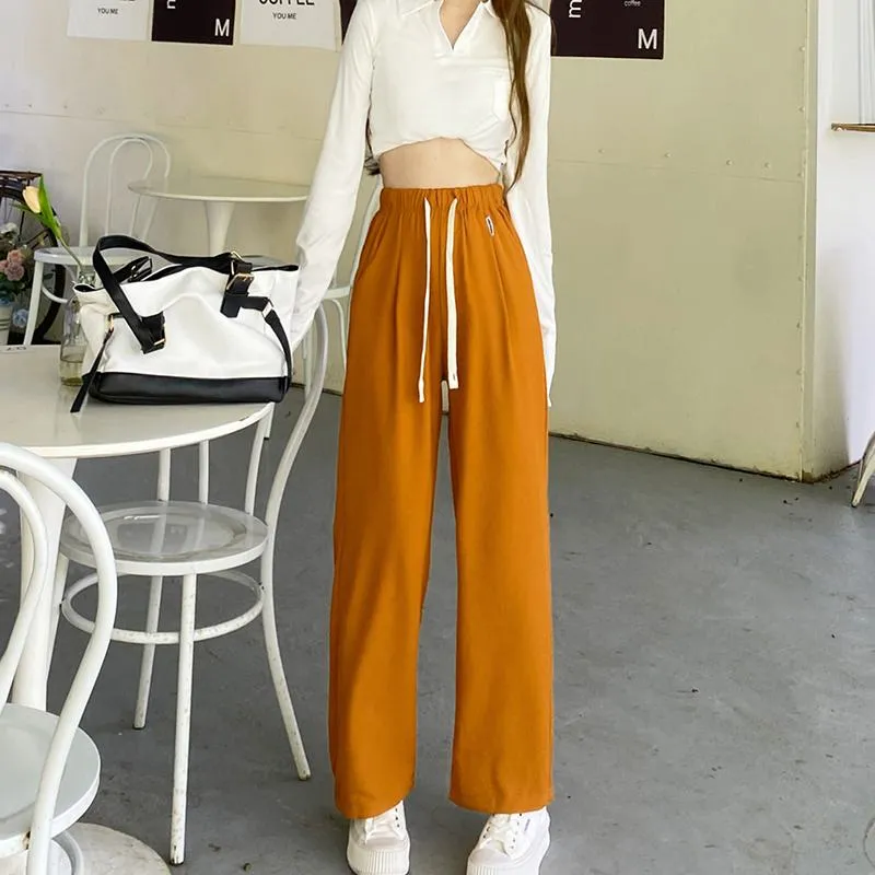 Casual Straight Loose Fit High-Waisted Pants