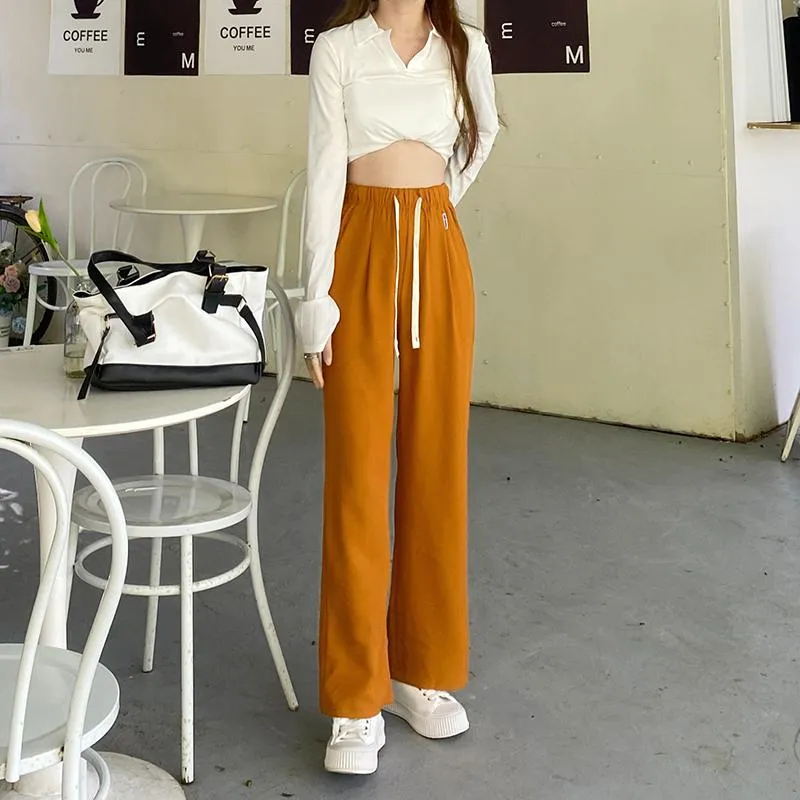 Casual Straight Loose Fit High-Waisted Pants