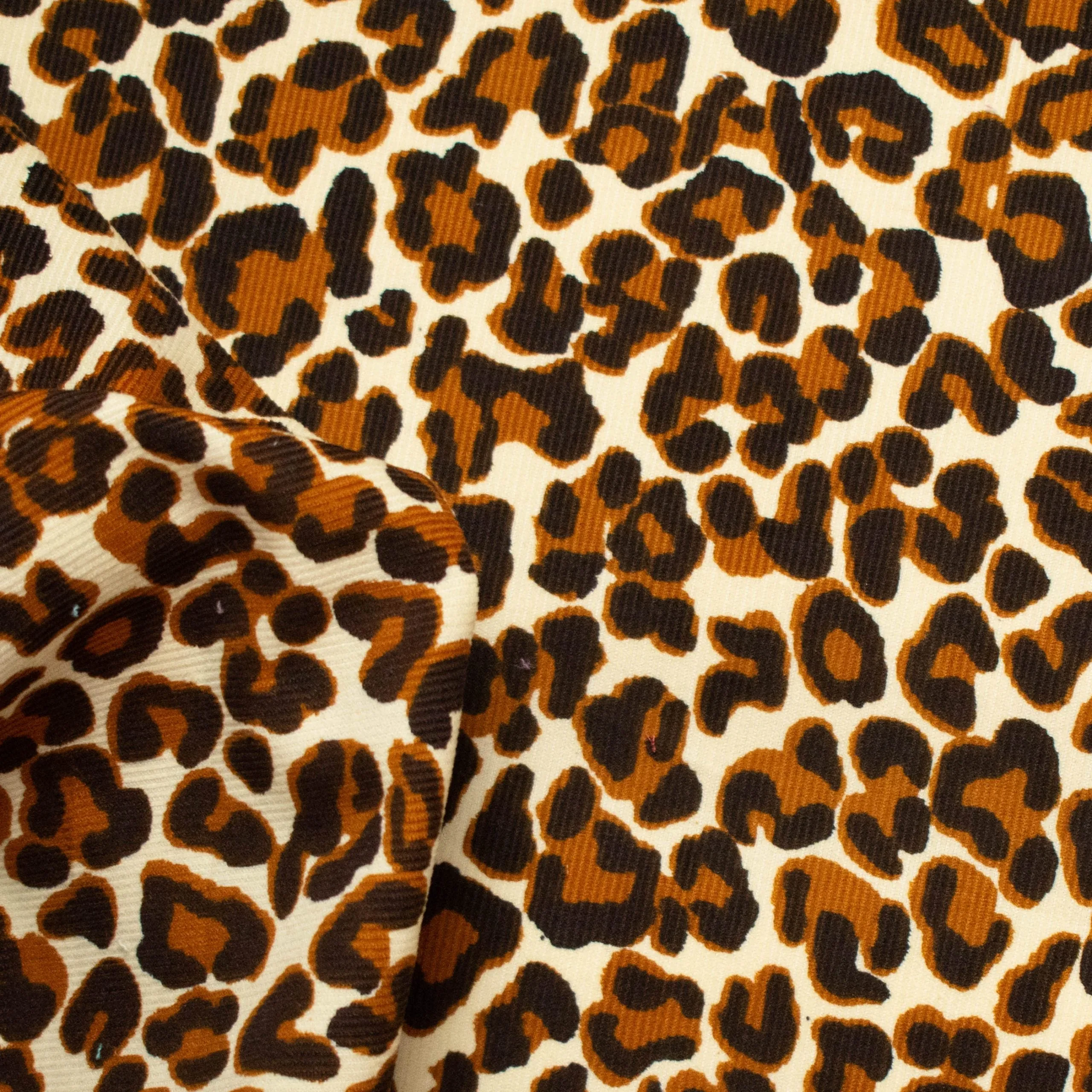 Cotton Corduroy Prints Design 24 Brown & Cream Leopard