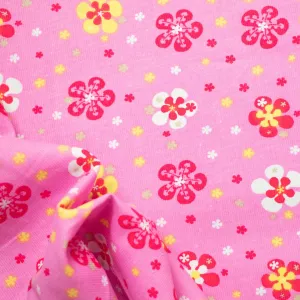 Cotton Corduroy Prints Design 6 Pink & Yellow Florals