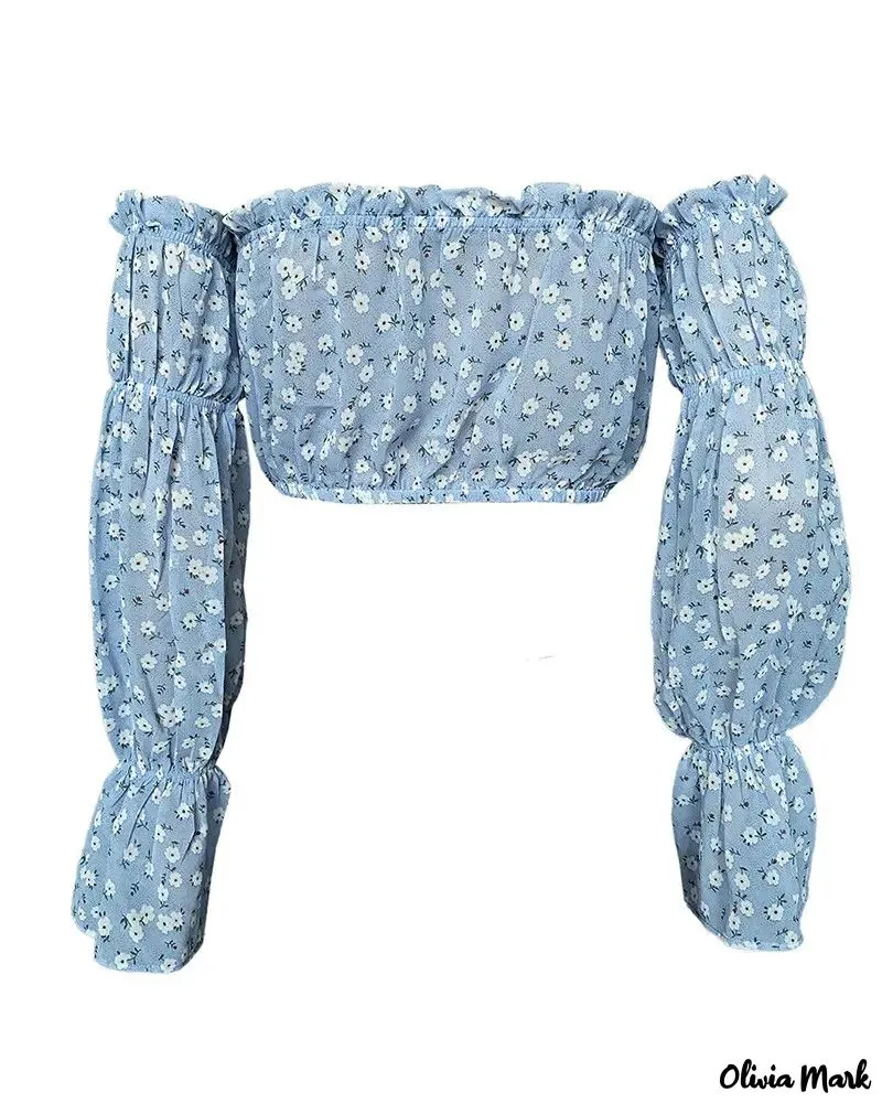 Deanwangkt - Floral Off Shoulder Ruffle Hem Blouse