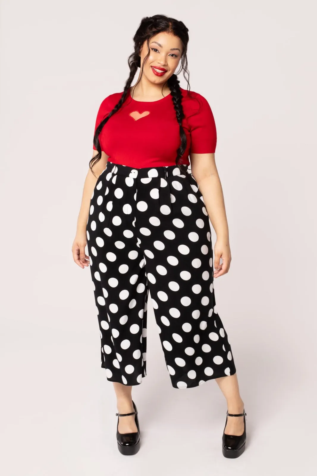 Dolores Polka Dot Cropped Trousers by Hell Bunny