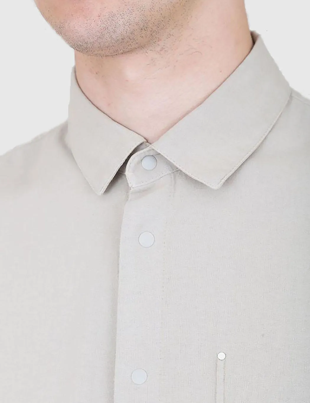 Folk Flannel Pop Stud Shirt - Sand Beige