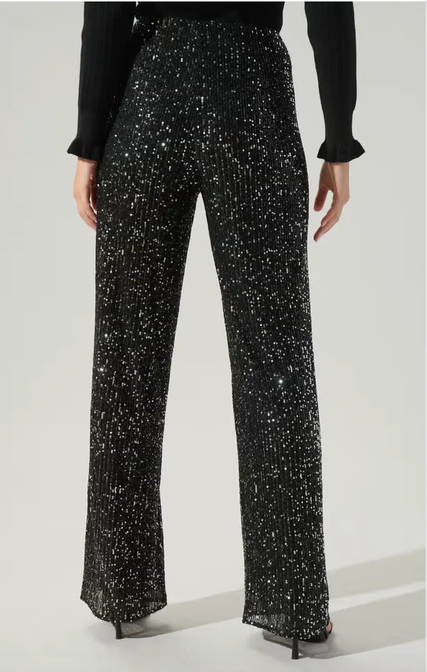 Friday Nights High Waisted Sequin Pants