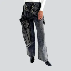 High-waist women's layered jeans