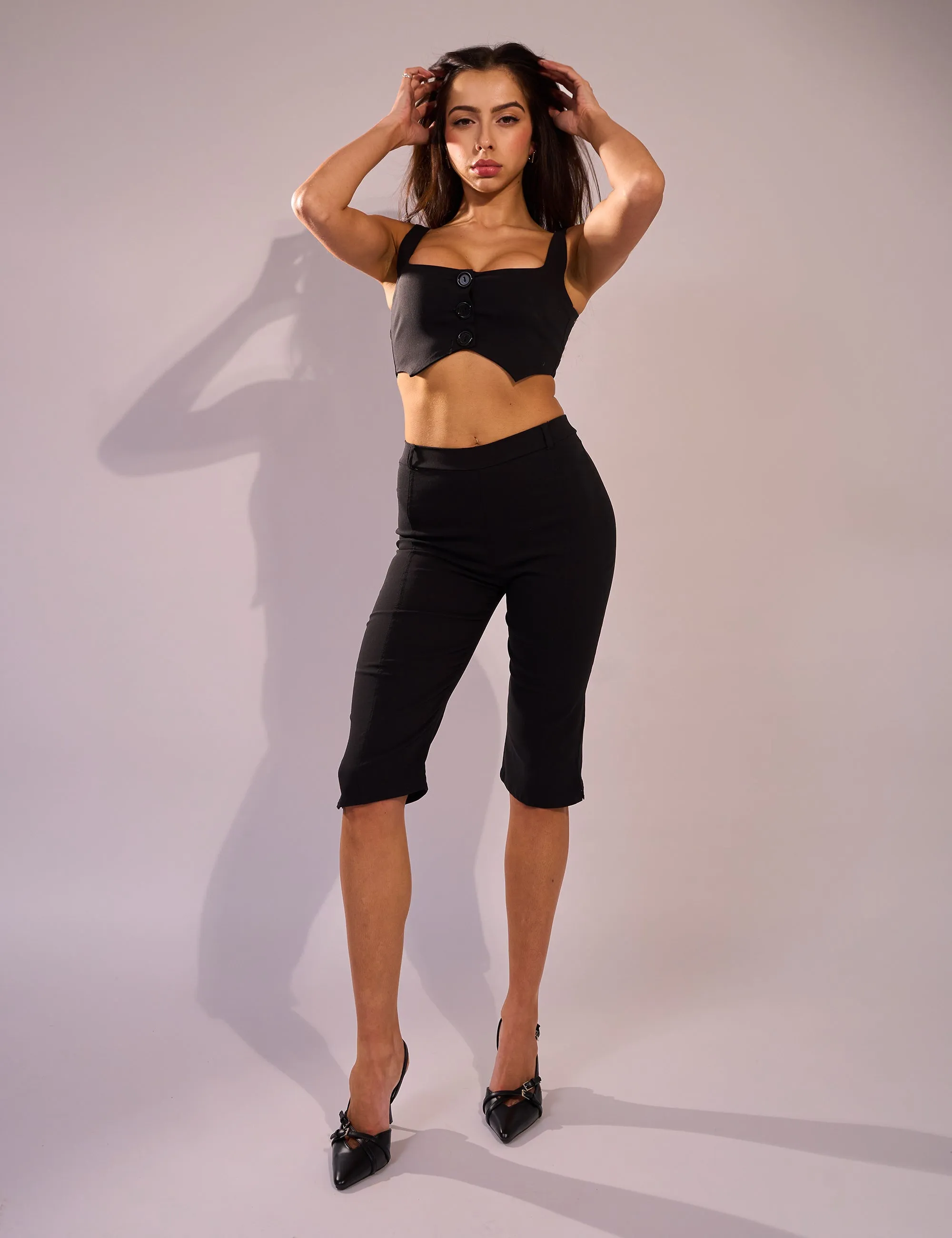 High Waisted Capri Pants Black