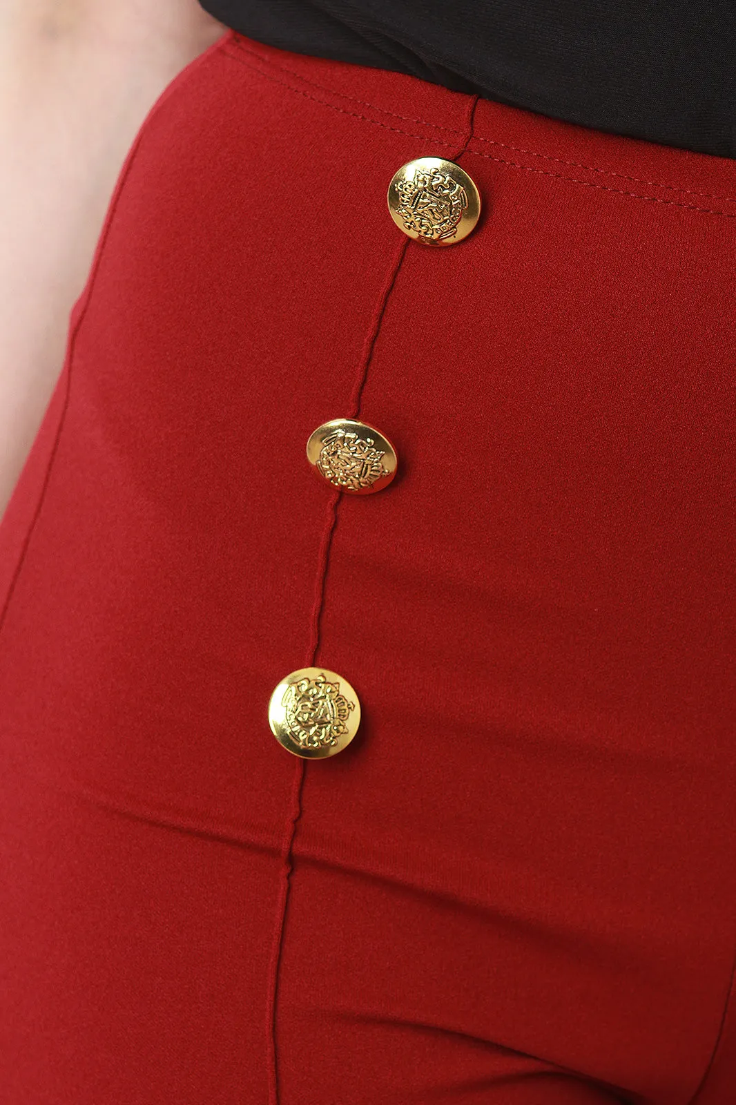 High Waisted Palazzo Decor Button Pants