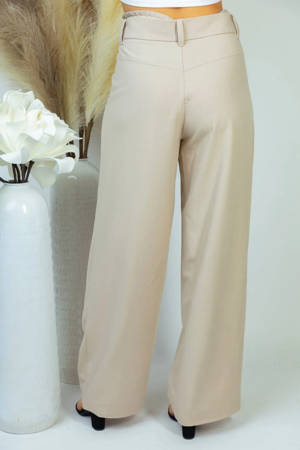 High Waisted Trouser Khaki Pants