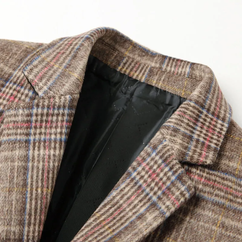 His Elegance Redefined: Wool Side Seam Pocket Trench Plaid Coat by ENETRENDS