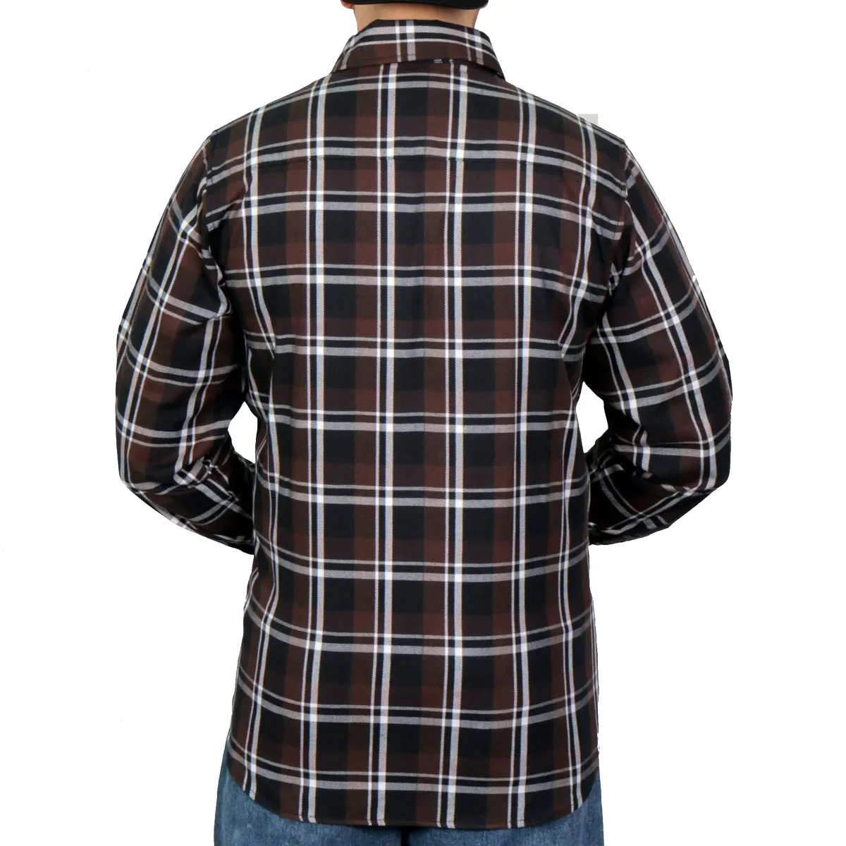 Hot Leathers FLM2008 Mens Brown Black and White Long Sleeve Flannel