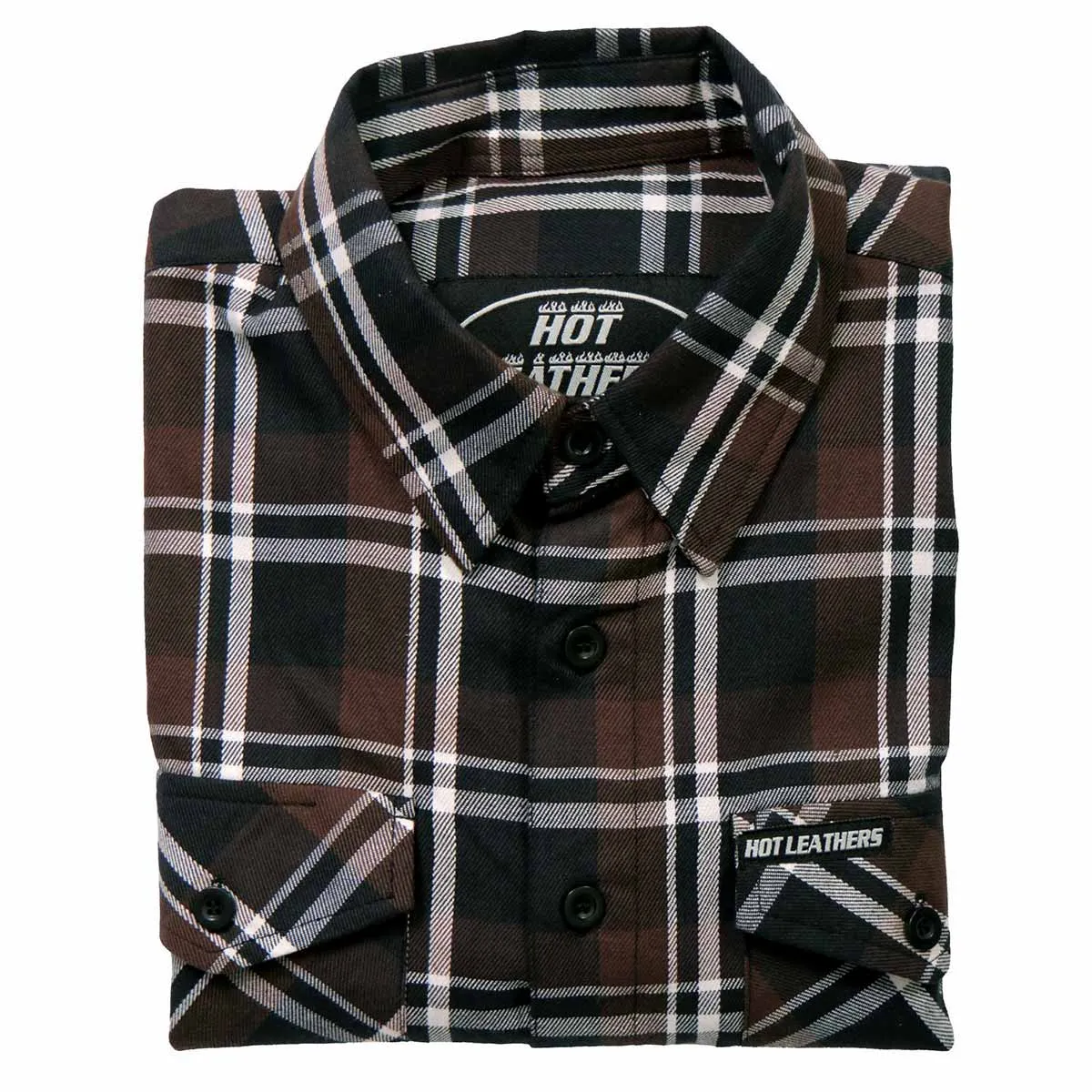 Hot Leathers FLM2008 Mens Brown Black and White Long Sleeve Flannel