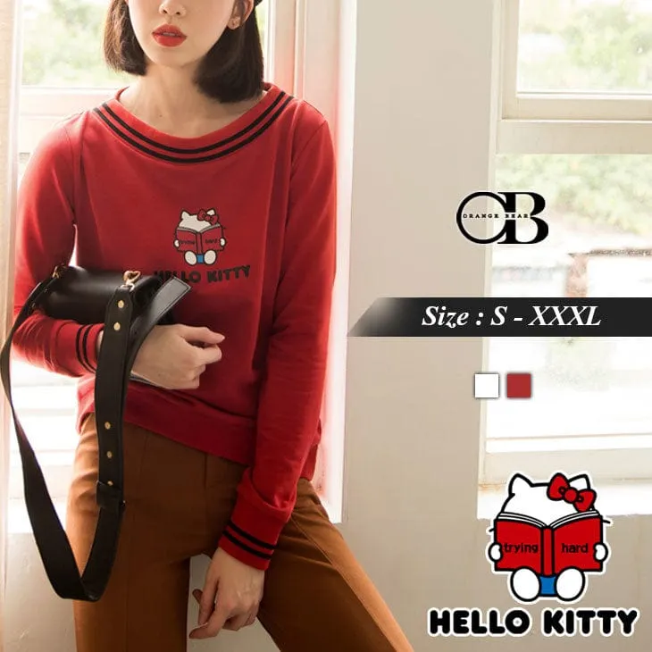 KITTY  PRINTED LONG SLEEVE TOPS