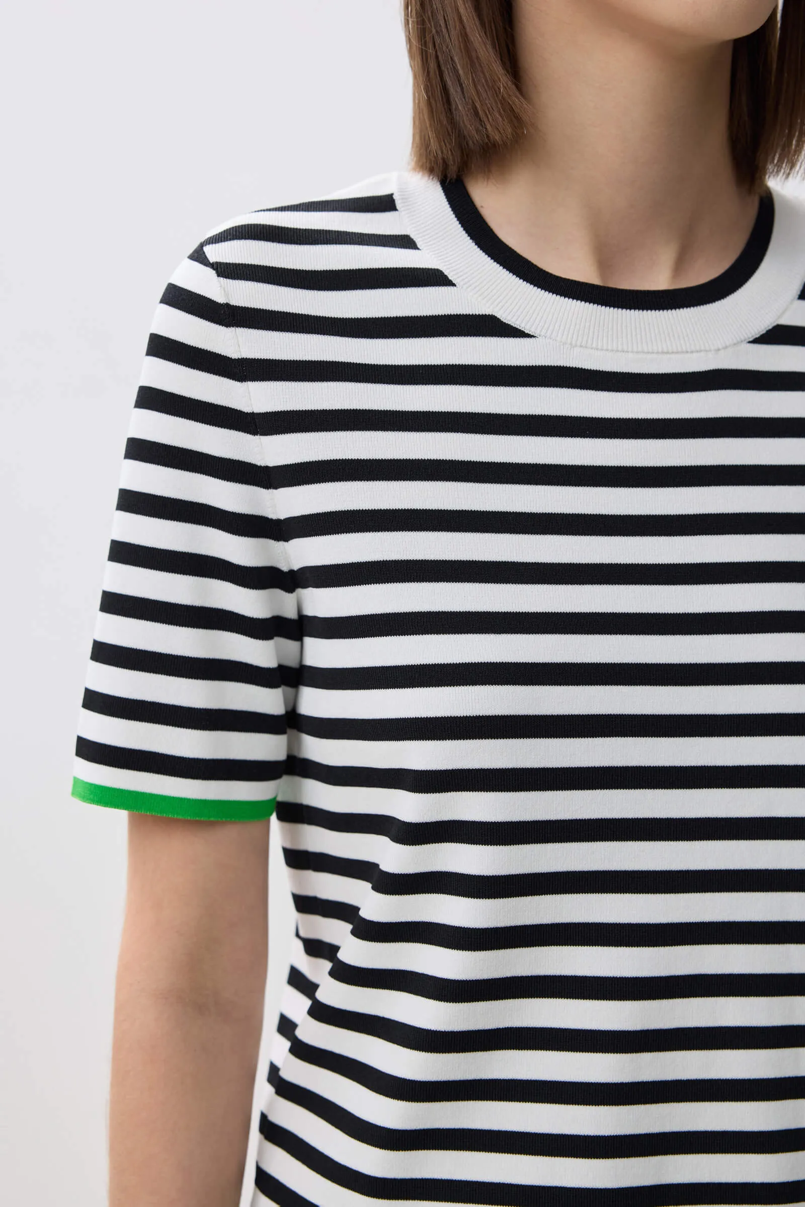 LILY Color-block Striped Knit Short Sleeve