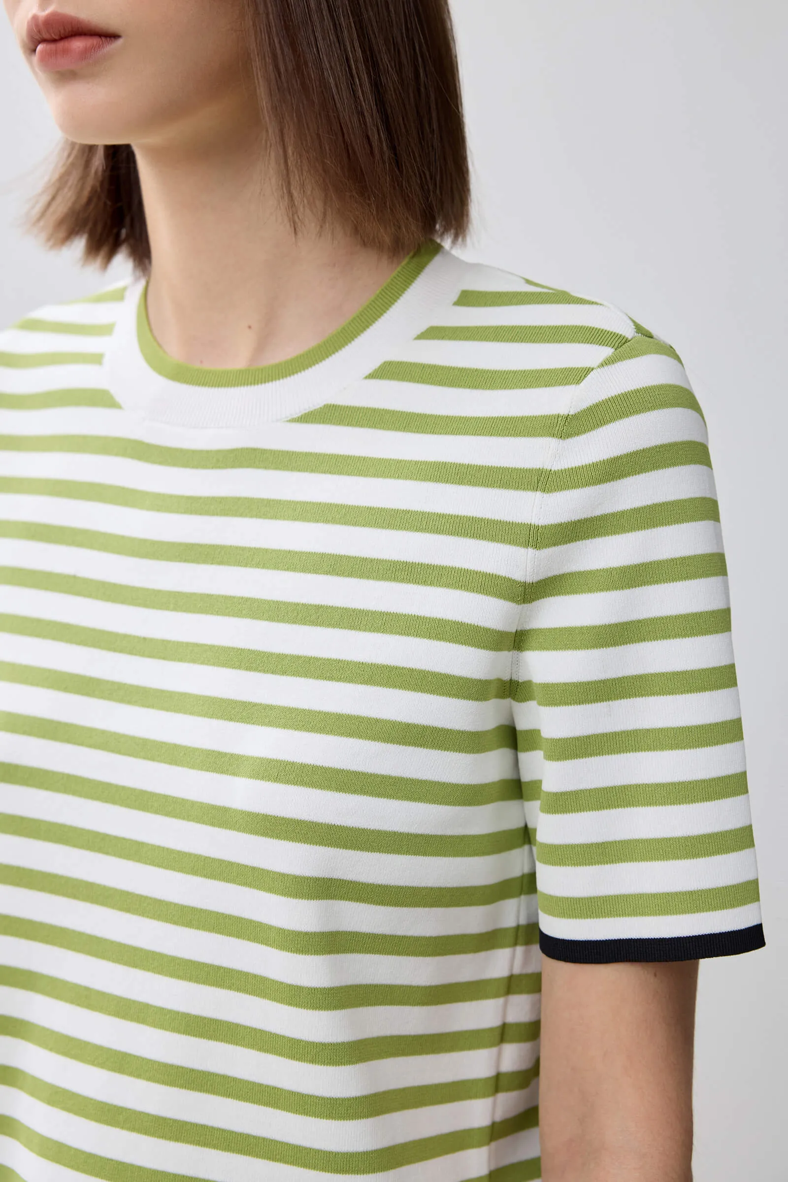 LILY Color-block Striped Knit Short Sleeve