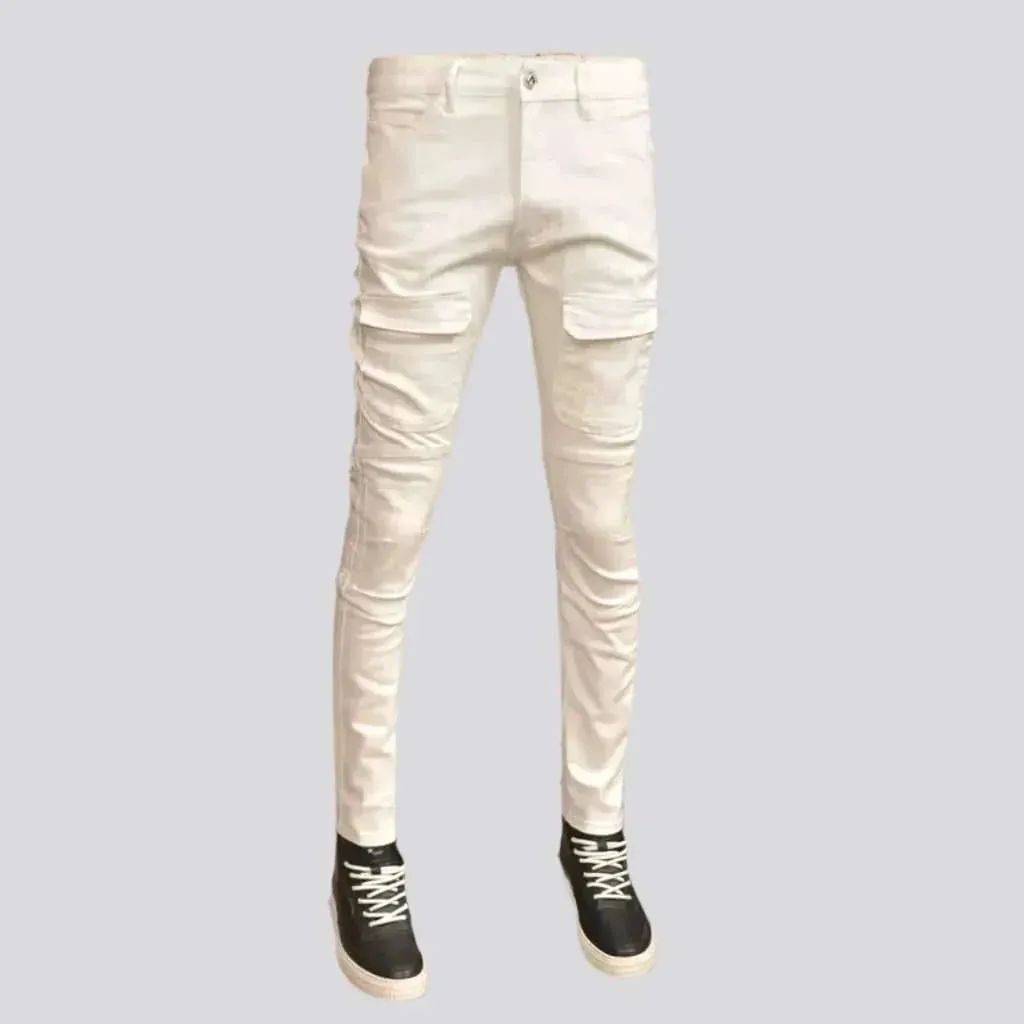 Mid-waist biker jeans for men