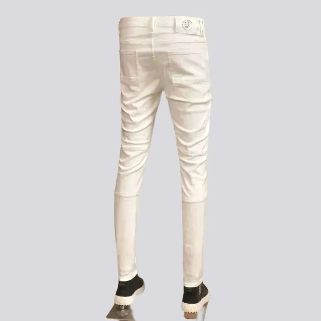 Mid-waist biker jeans for men