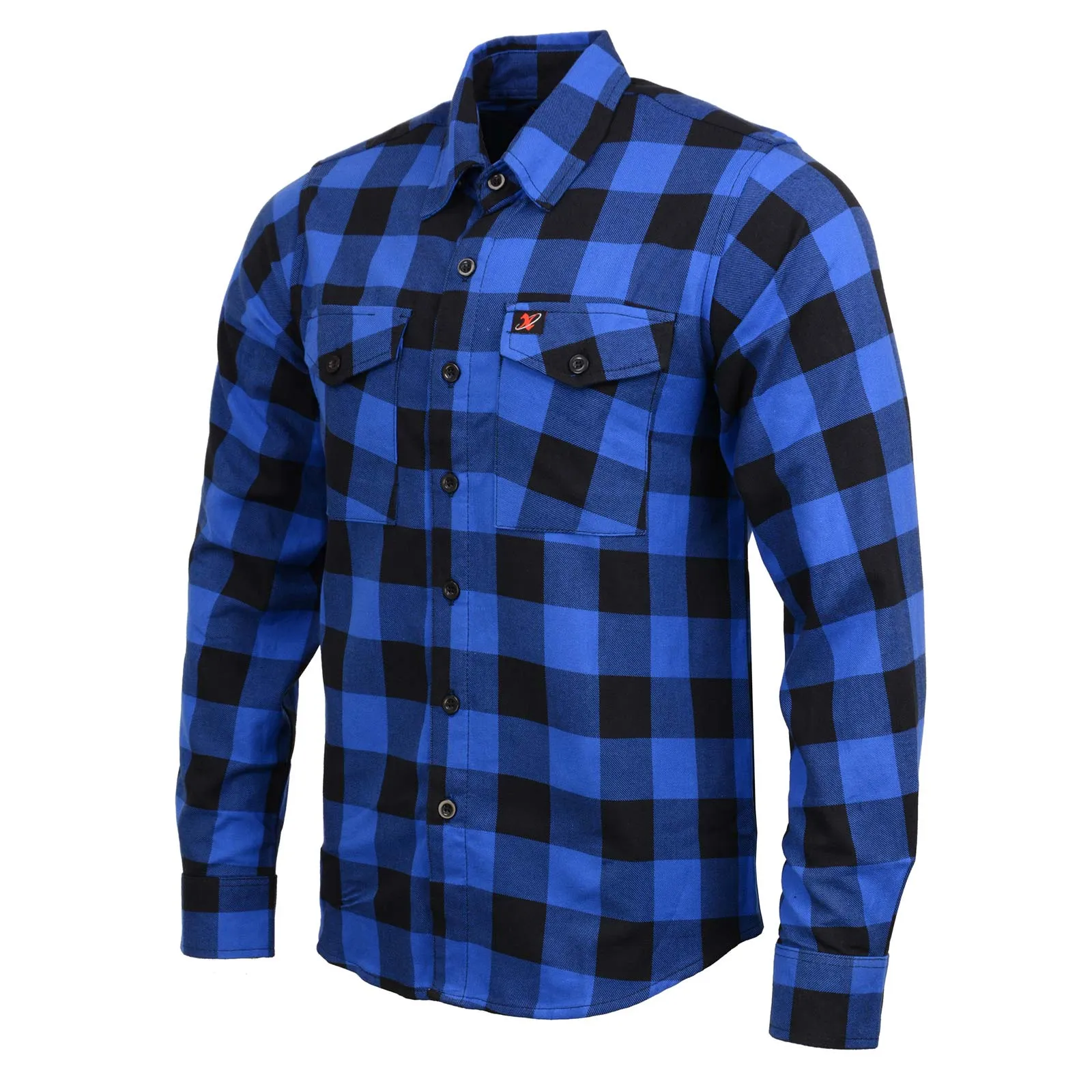 Milwaukee Leather MNG11634 Men's Black and Blue Flannel Plaid Long Sleeve Cotton Button Down Shirt