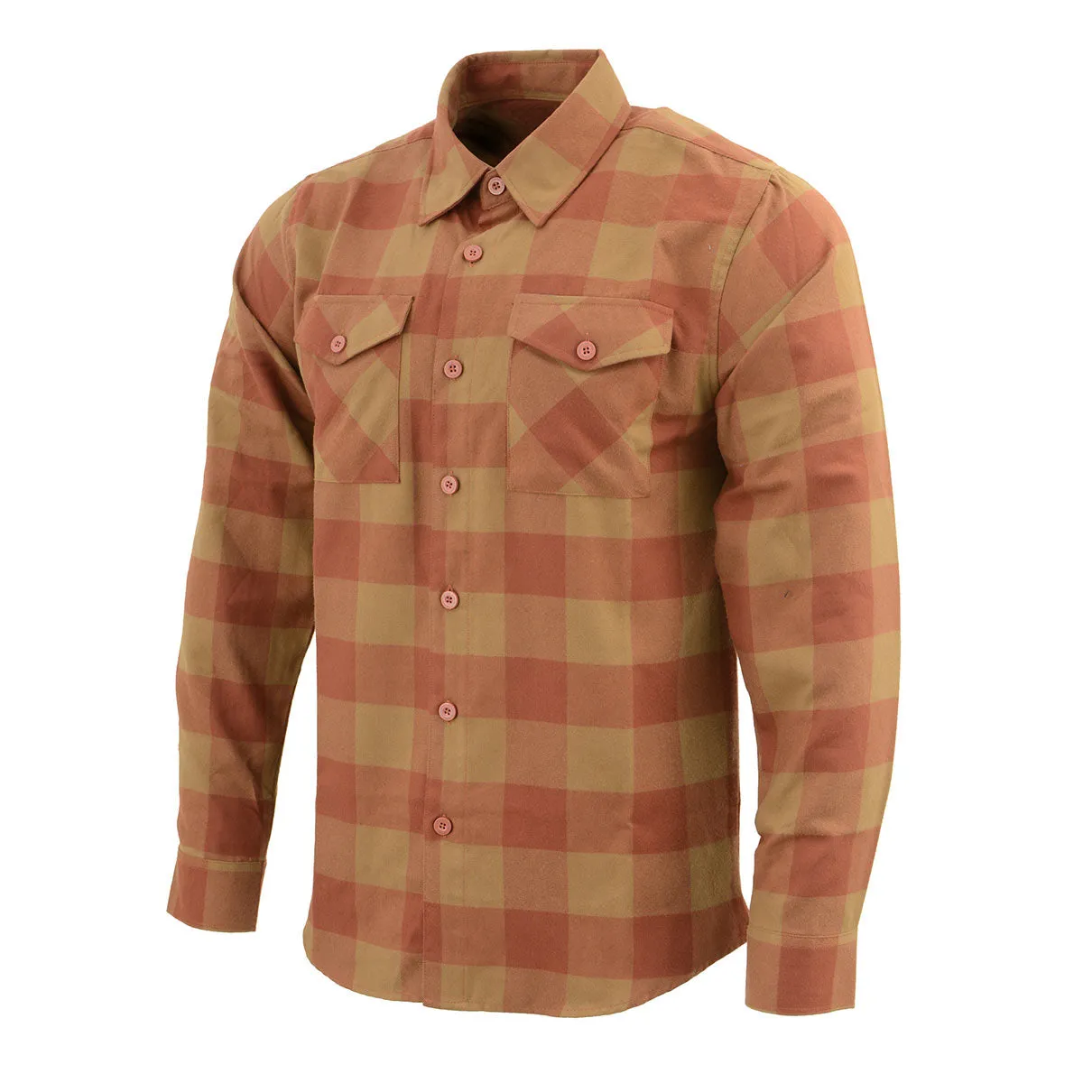 Milwaukee Leather MNG11653 Men's Brown and Beige Long Sleeve Cotton Flannel Shirt