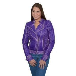 Milwaukee Leather Women's Maiden Purple Premium Sheepskin Motorcycle Fashion Leather Jacket with Studs SFL2840