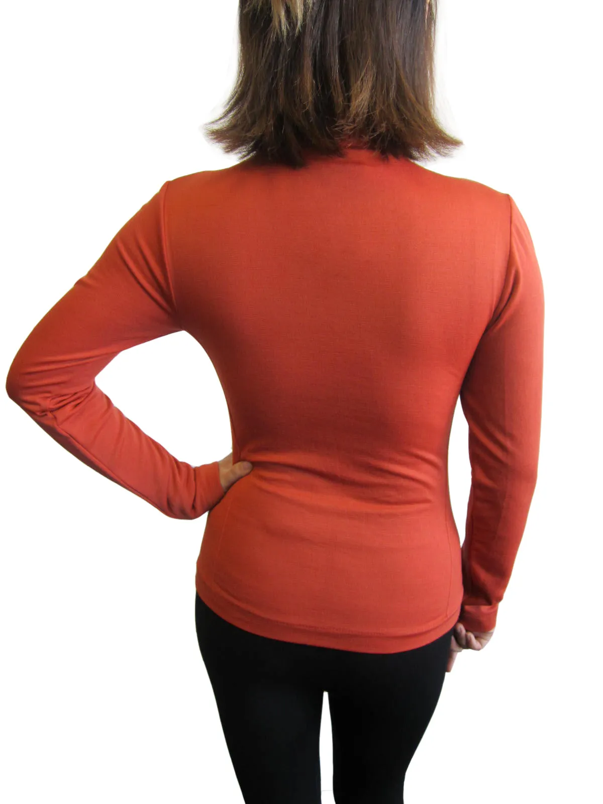 Mock Neck Long Sleeve Top with Fleece (FAB-13820)