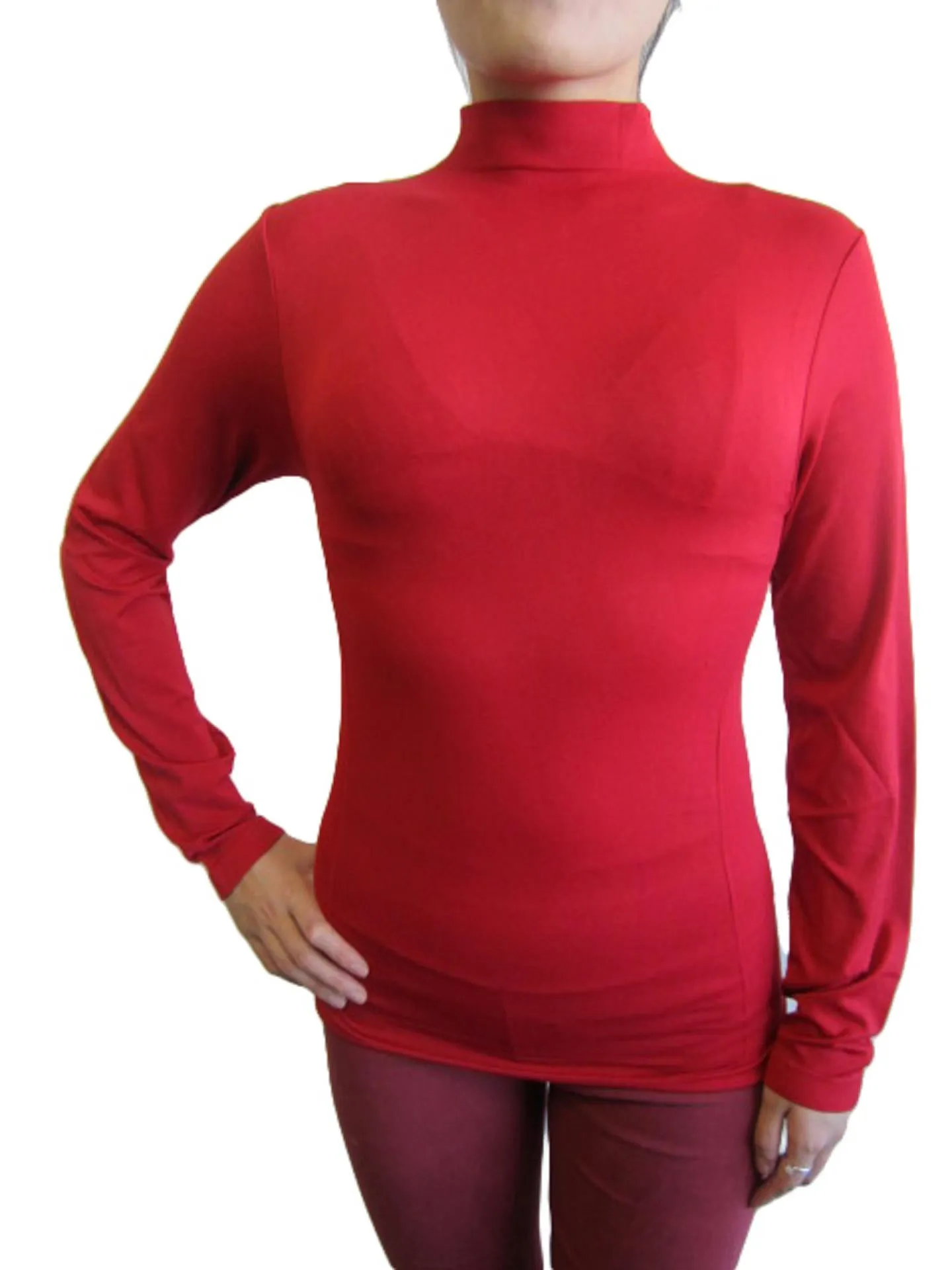 Mock Neck Long Sleeve Top with Fleece (FAB-13820)