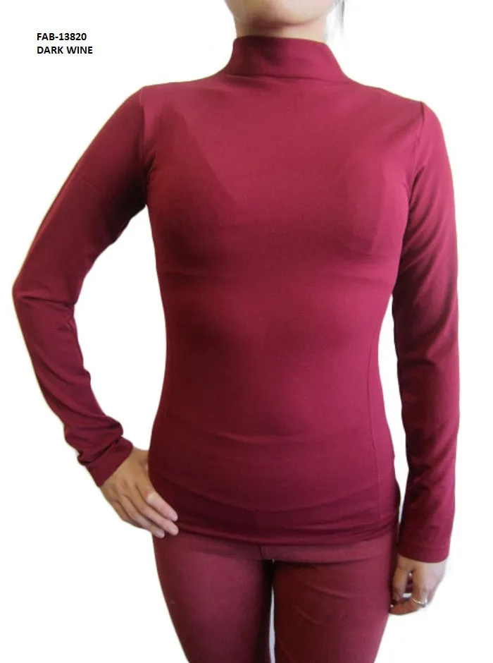 Mock Neck Long Sleeve Top with Fleece (FAB-13820)