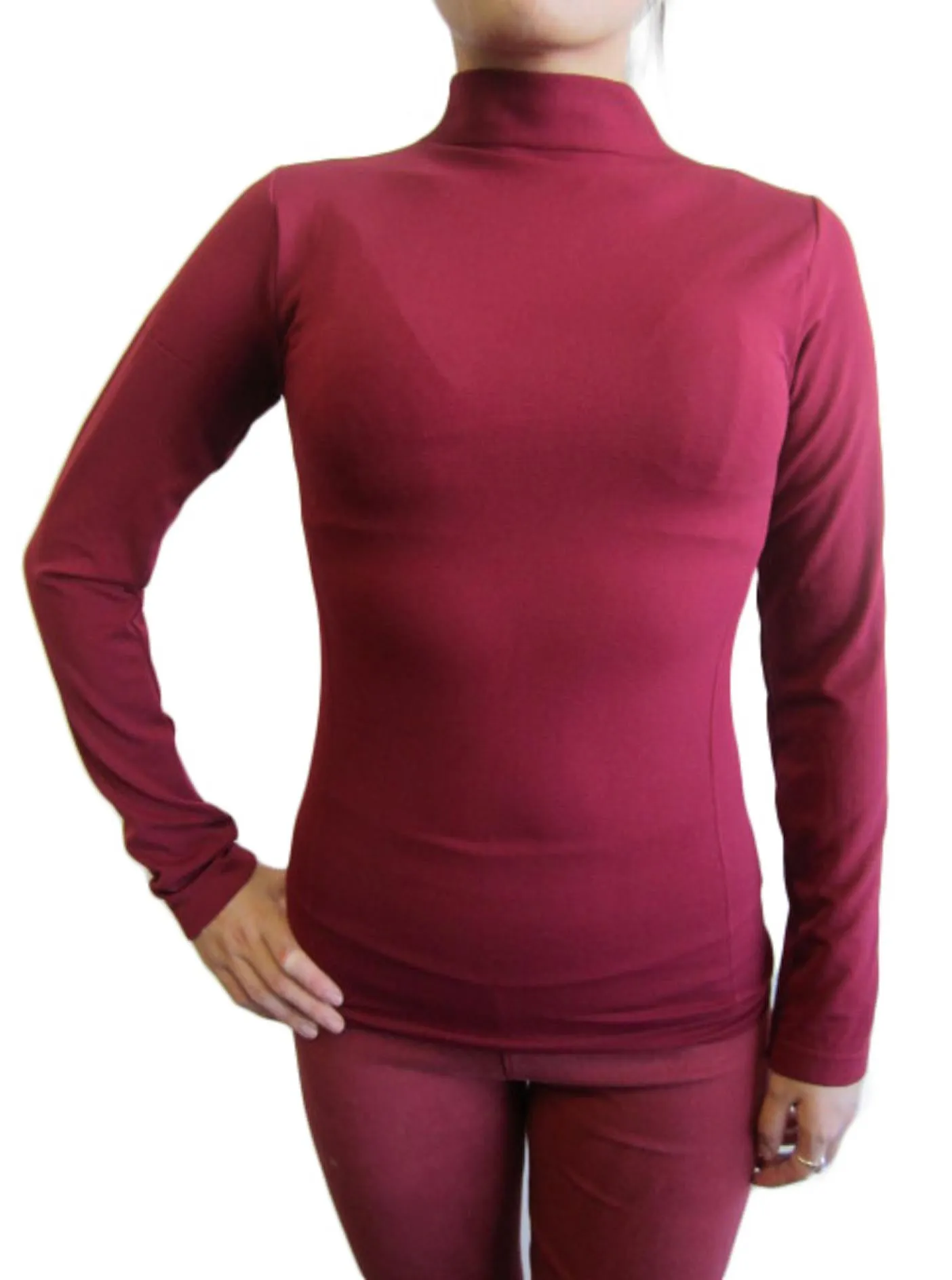 Mock Neck Long Sleeve Top with Fleece (FAB-13820)