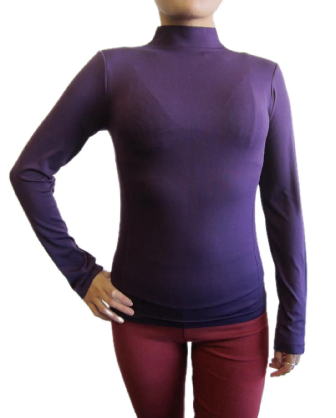 Mock Neck Long Sleeve Top with Fleece (FAB-13820)