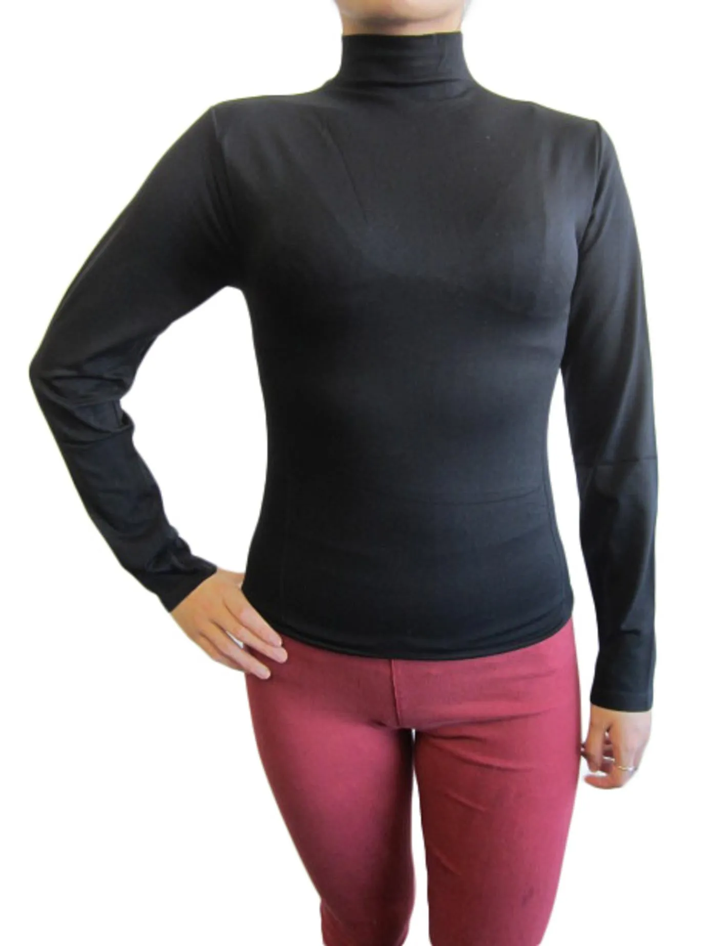 Mock Neck Long Sleeve Top with Fleece (FAB-13820)