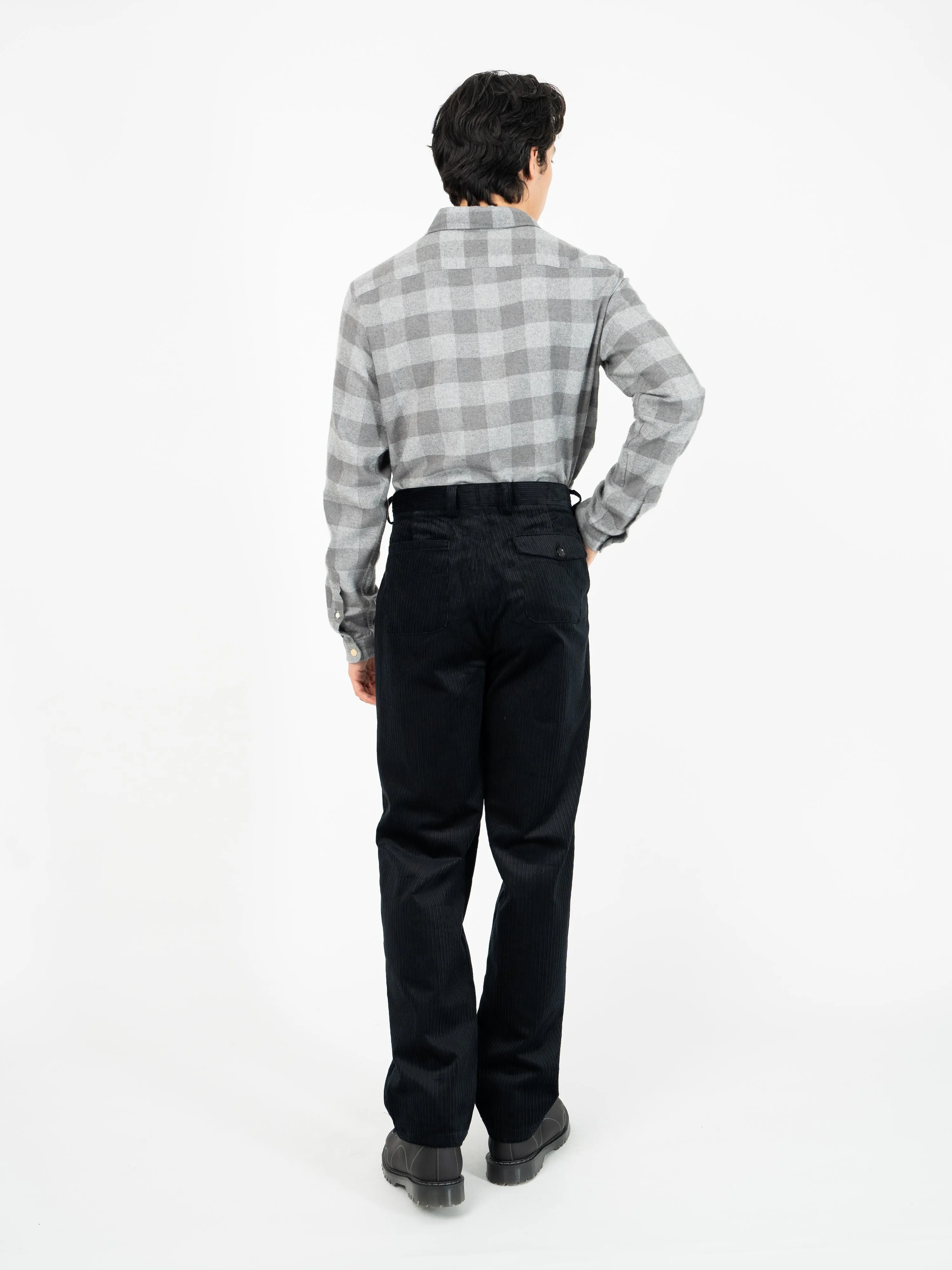 Morton Pleated Trousers Hedden Cord Black