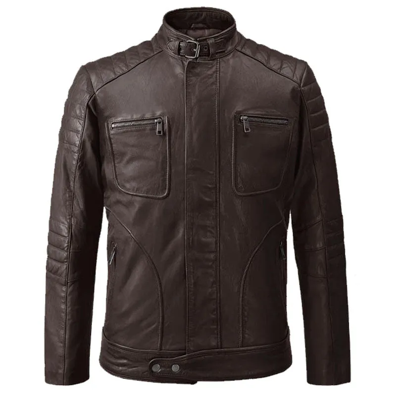 New Style Boys Biker Fashion Firefly Moto Brown Motorcycle Leather Jacket