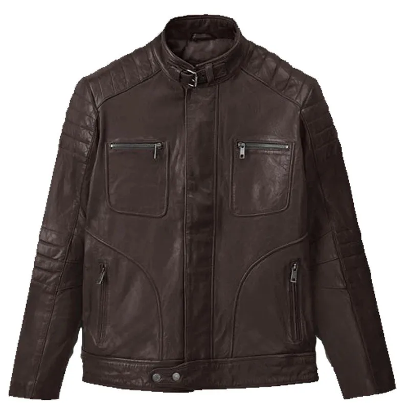 New Style Boys Biker Fashion Firefly Moto Brown Motorcycle Leather Jacket