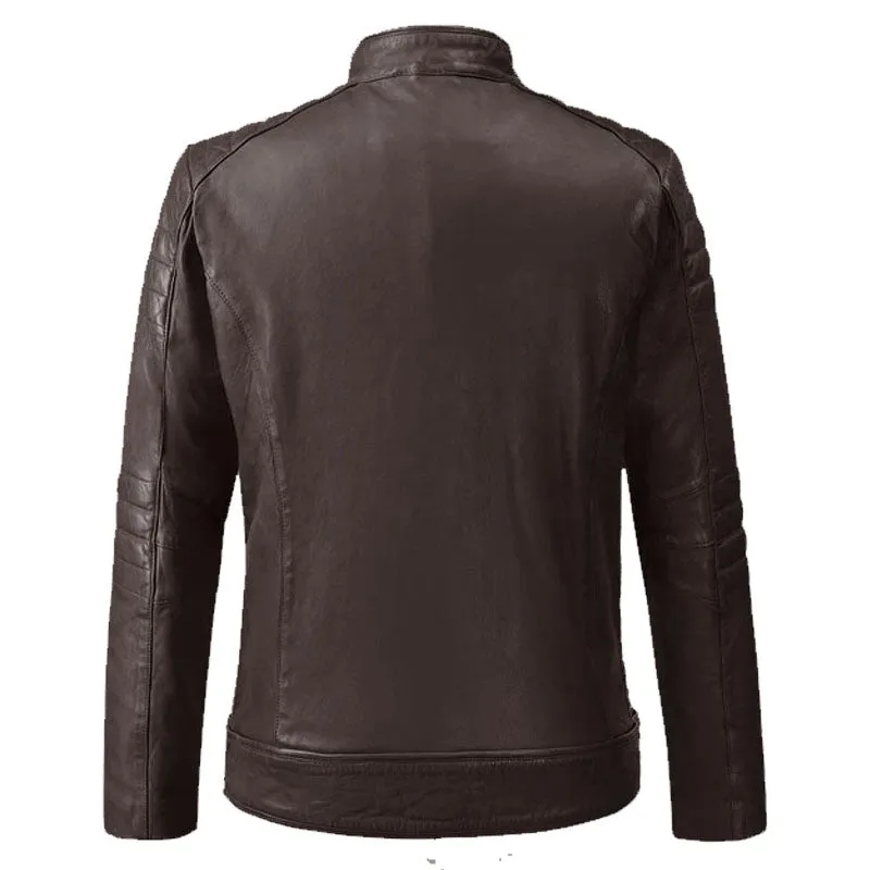 New Style Boys Biker Fashion Firefly Moto Brown Motorcycle Leather Jacket