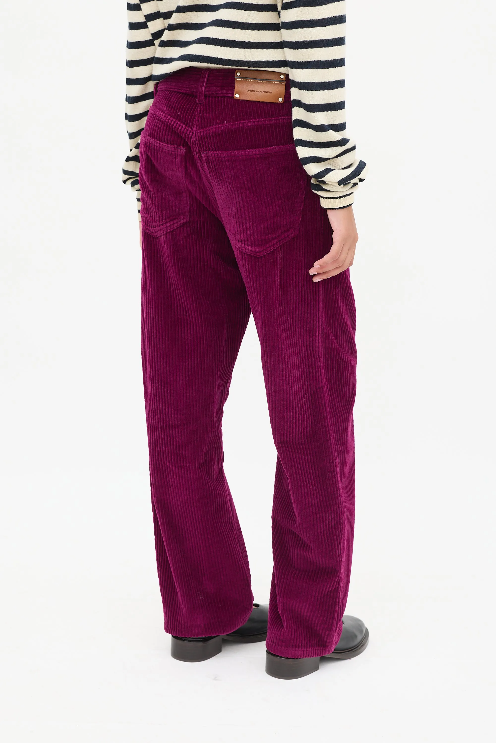 Purple Corduroy Straight Leg Trouser