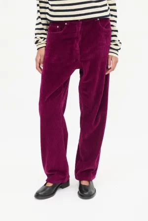 Purple Corduroy Straight Leg Trouser