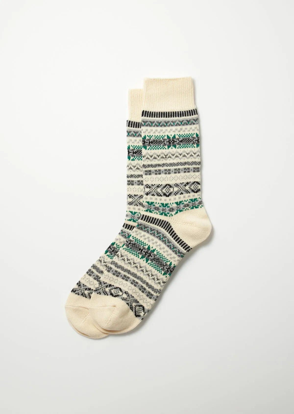 R1478 Jacquard Crew Sock Ivory