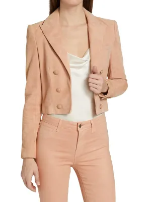 Real Suede Cropped Blazer For Women New Stylish look Leather Jacket