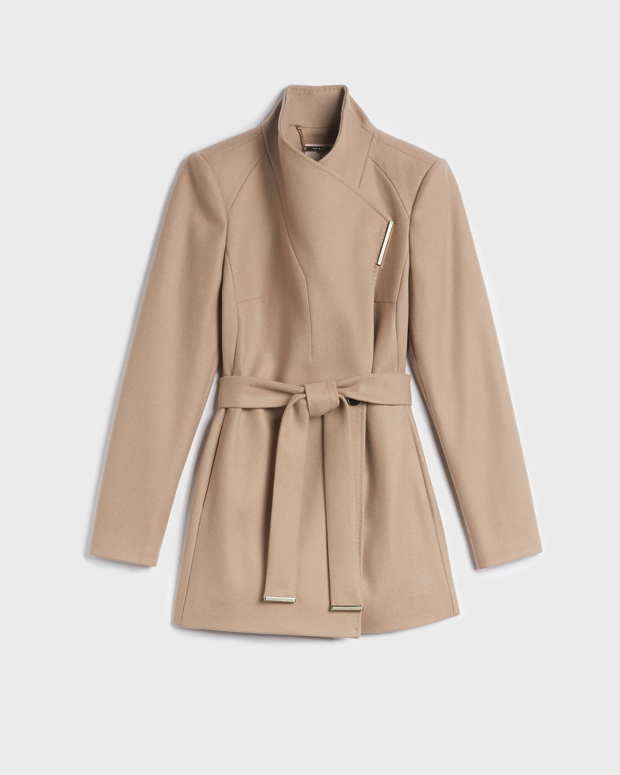 Rosess Wool Wrap Short Coat Camel